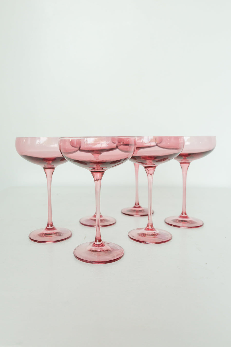 Colored Champagne Coupe Stemware - Set of 6 {Rose}