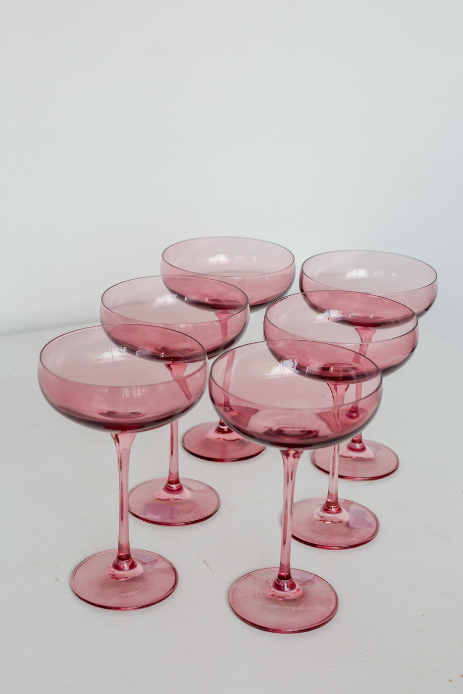 Colored Champagne Coupe Stemware - Set of 6 {Rose}