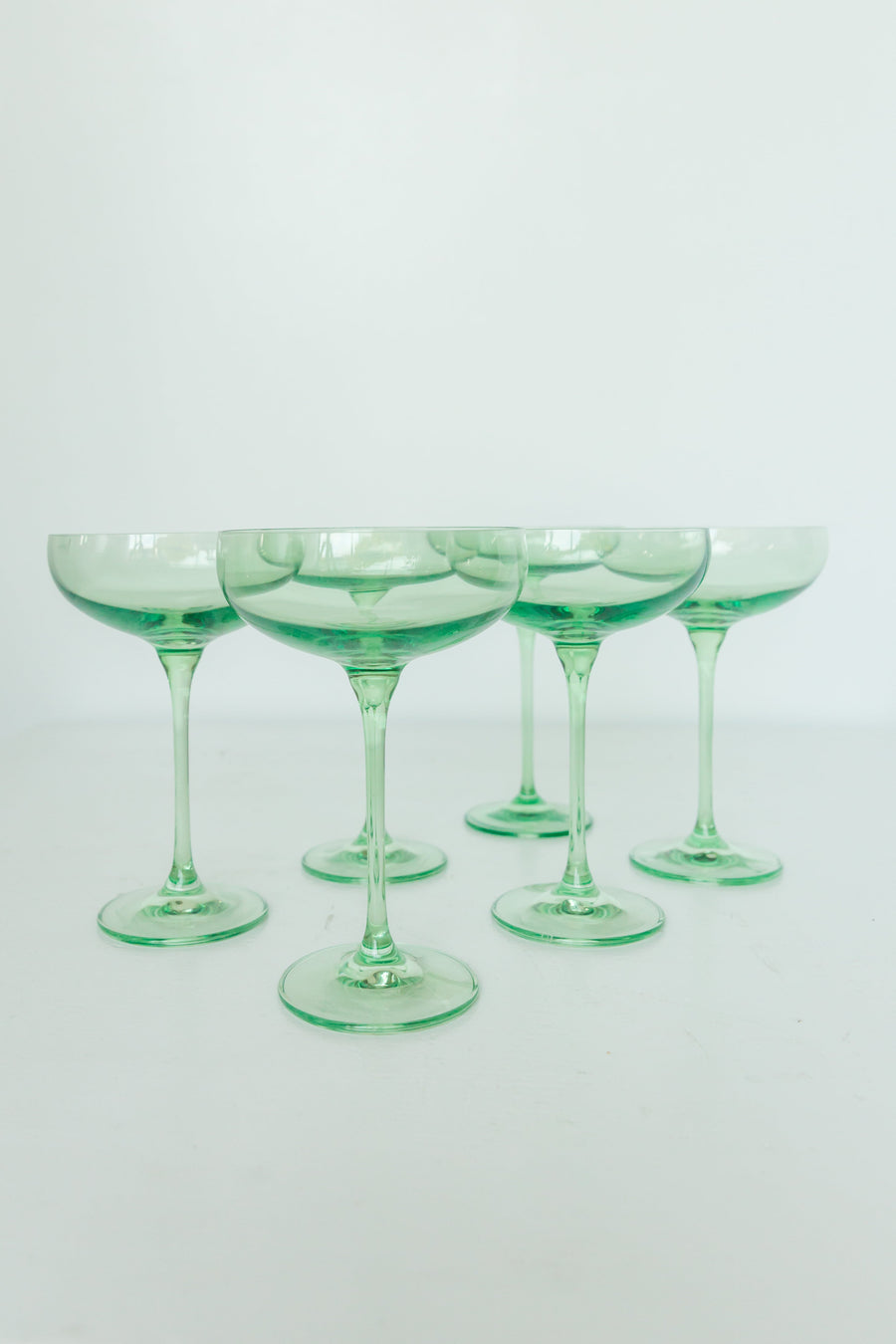 Colored Champagne Coupe Stemware - Set of 6 {Mint Green}