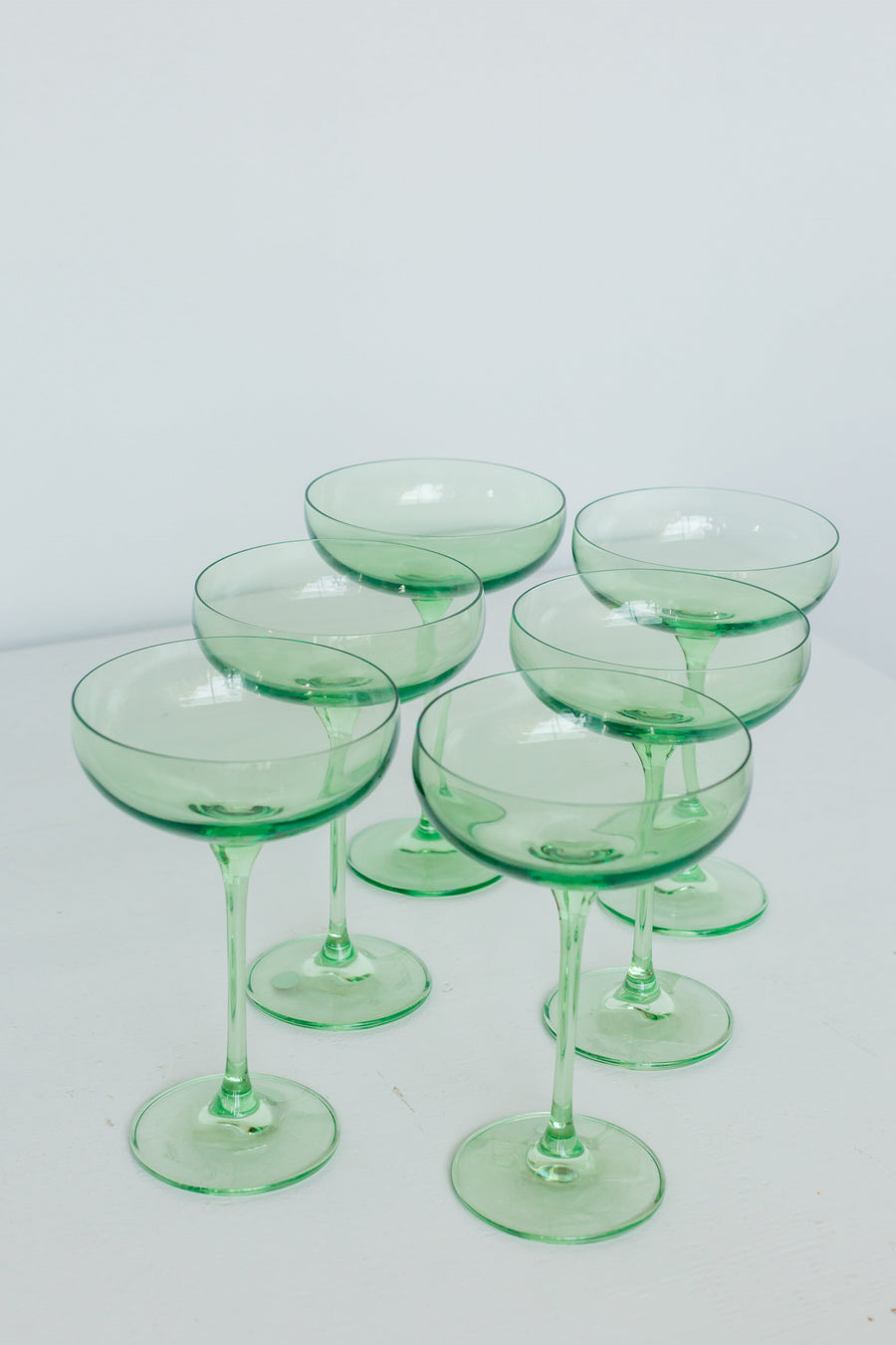 Colored Champagne Coupe Stemware - Set of 6 {Mint Green}