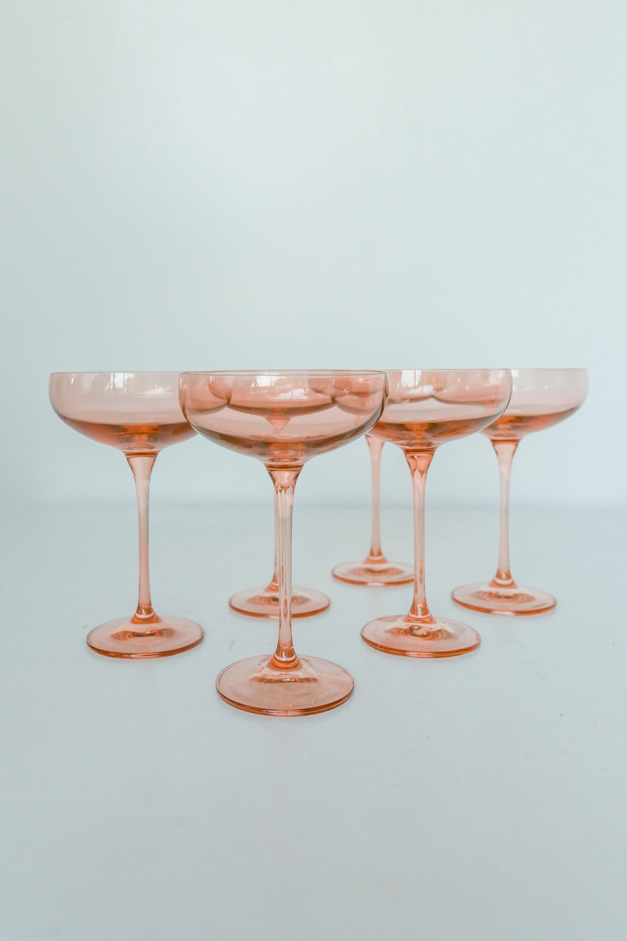 Colored Champagne Coupe Stemware - Set of 6 {Blush Pink}