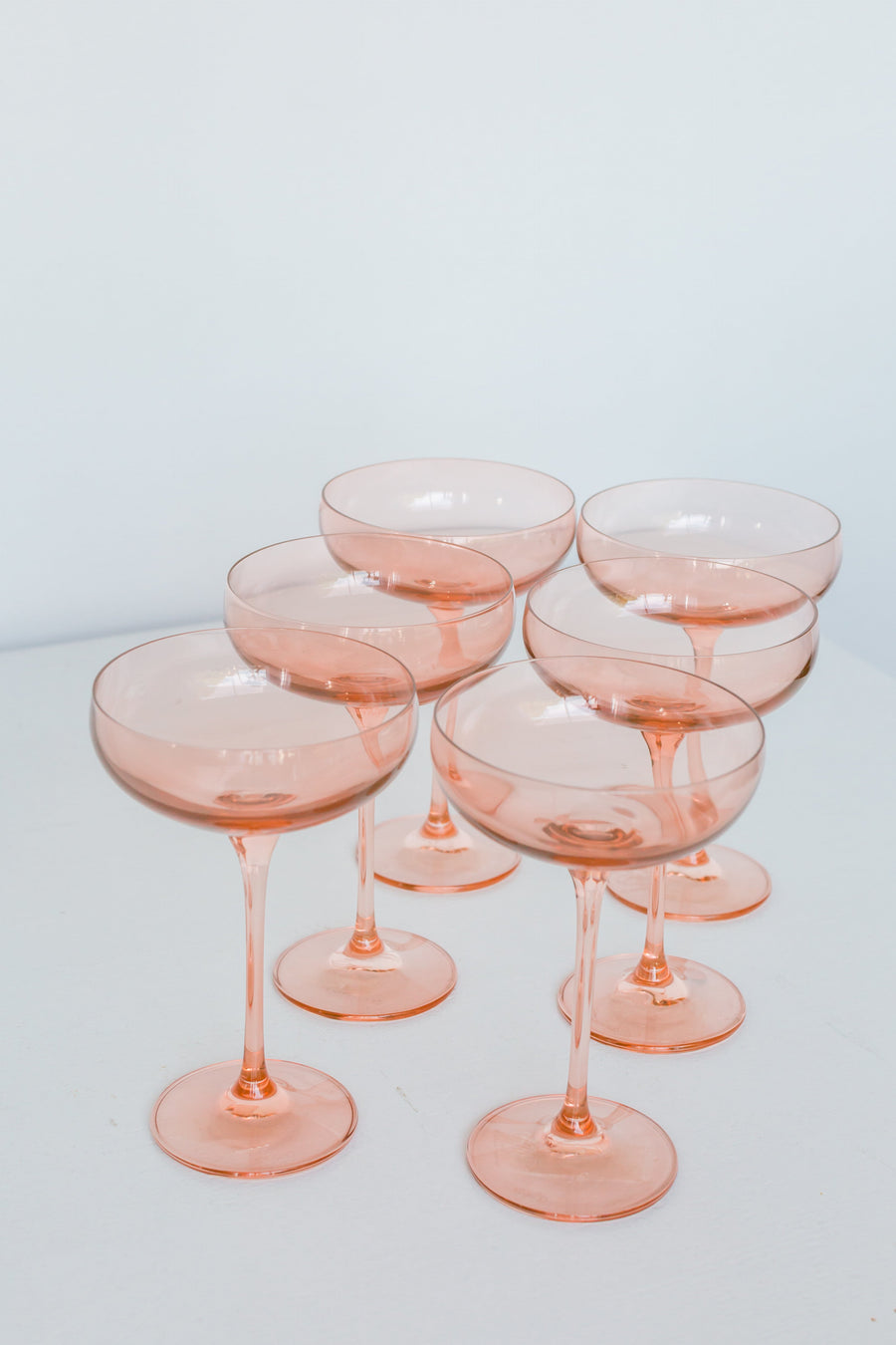 Colored Champagne Coupe Stemware - Set of 6 {Blush Pink}