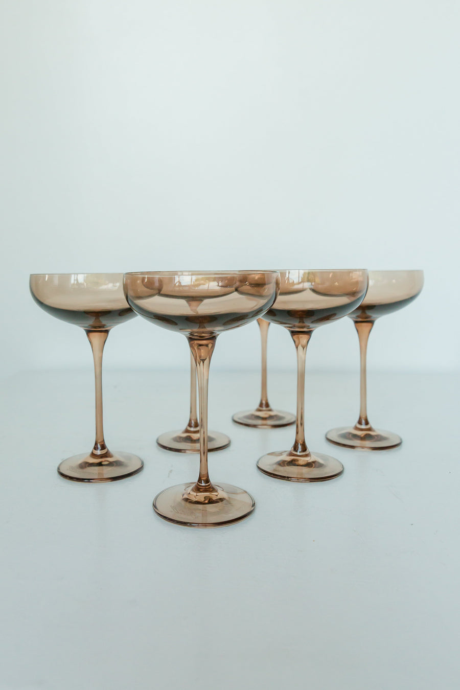 Colored Champagne Coupe Stemware - Set of 6 {Mocha Mousse (Our Amber Smoke)}