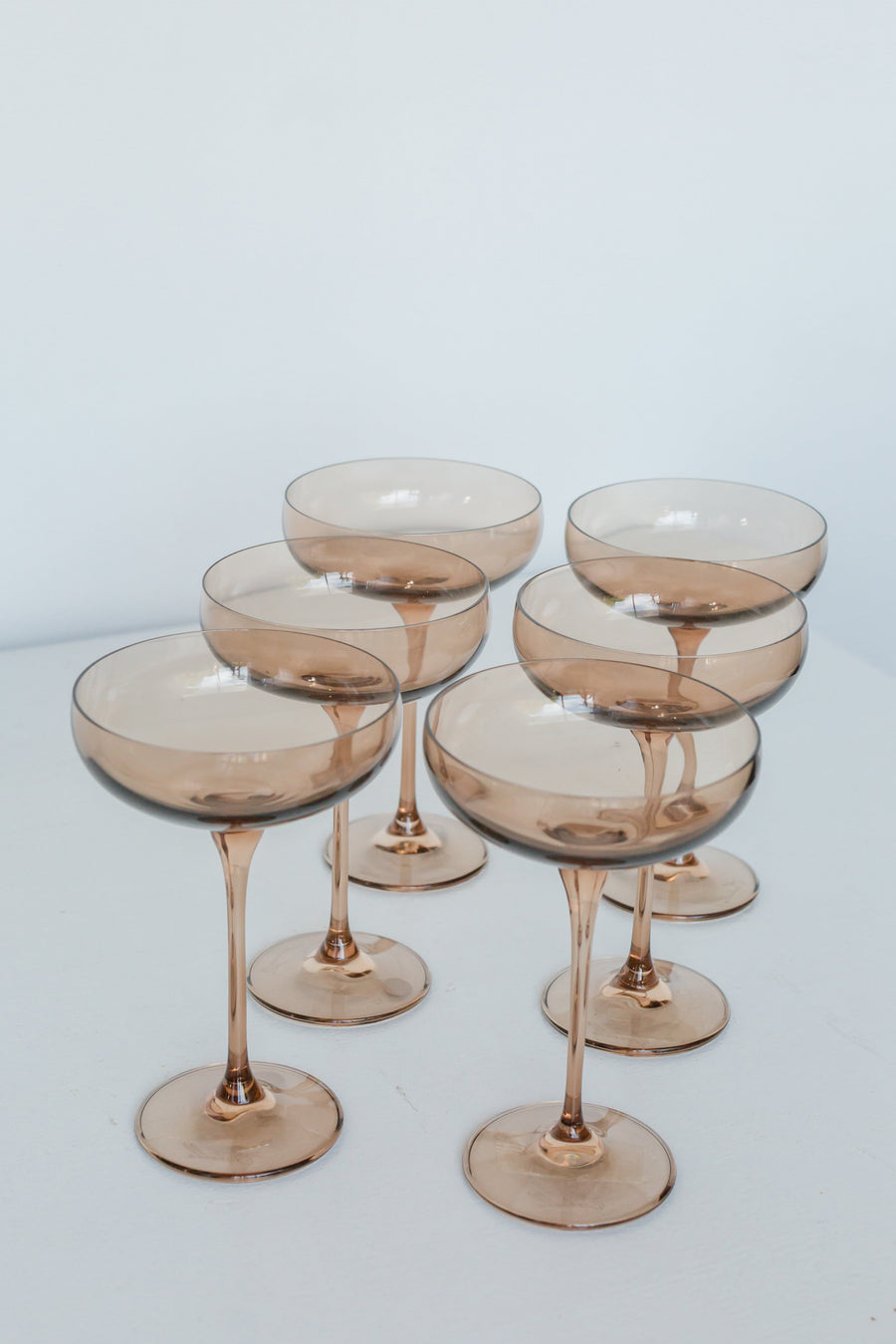Colored Champagne Coupe Stemware - Set of 6 {Mocha Mousse (Our Amber Smoke)}