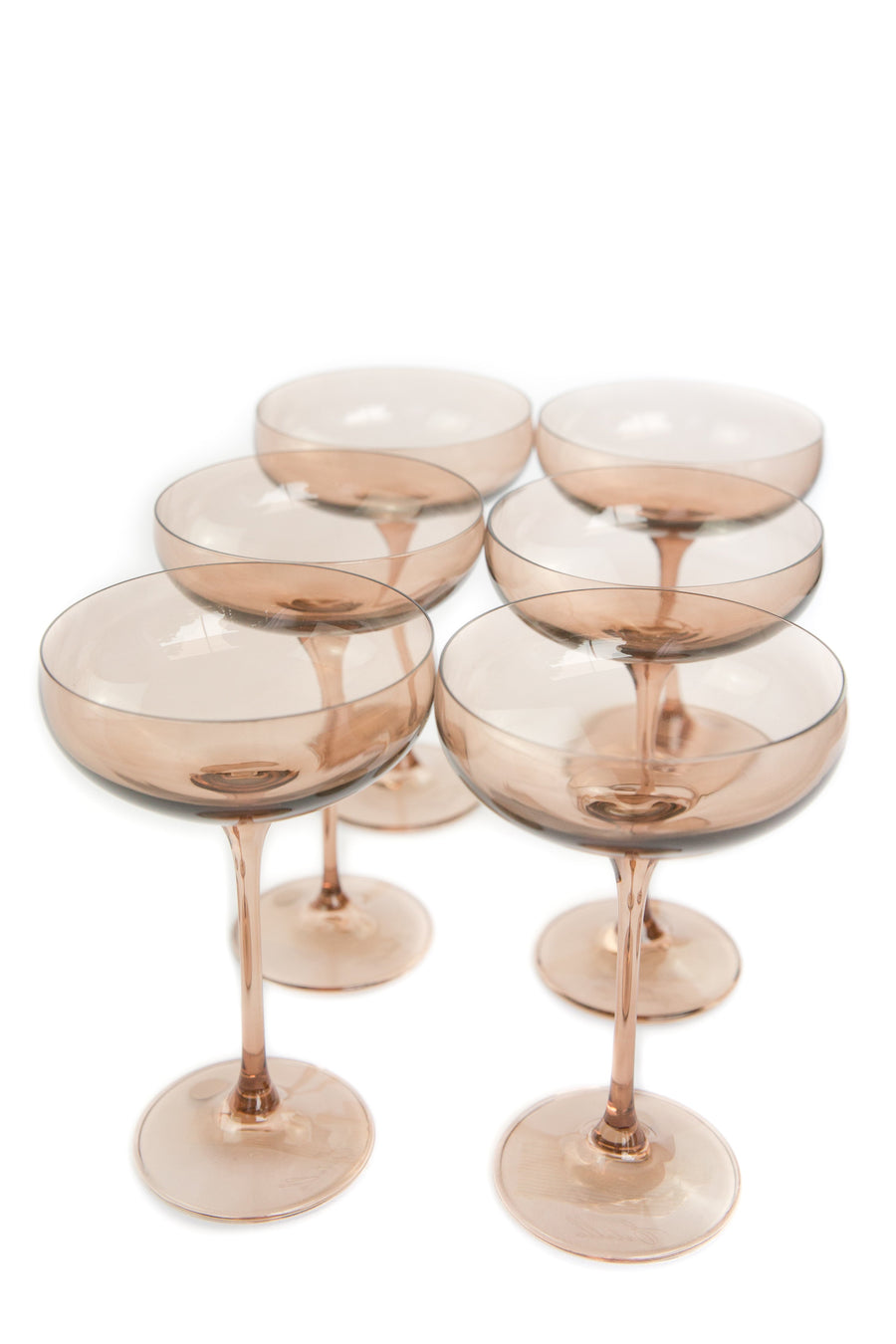 Colored Champagne Coupe Stemware - Set of 6 {Mocha Mousse (Our Amber Smoke)}