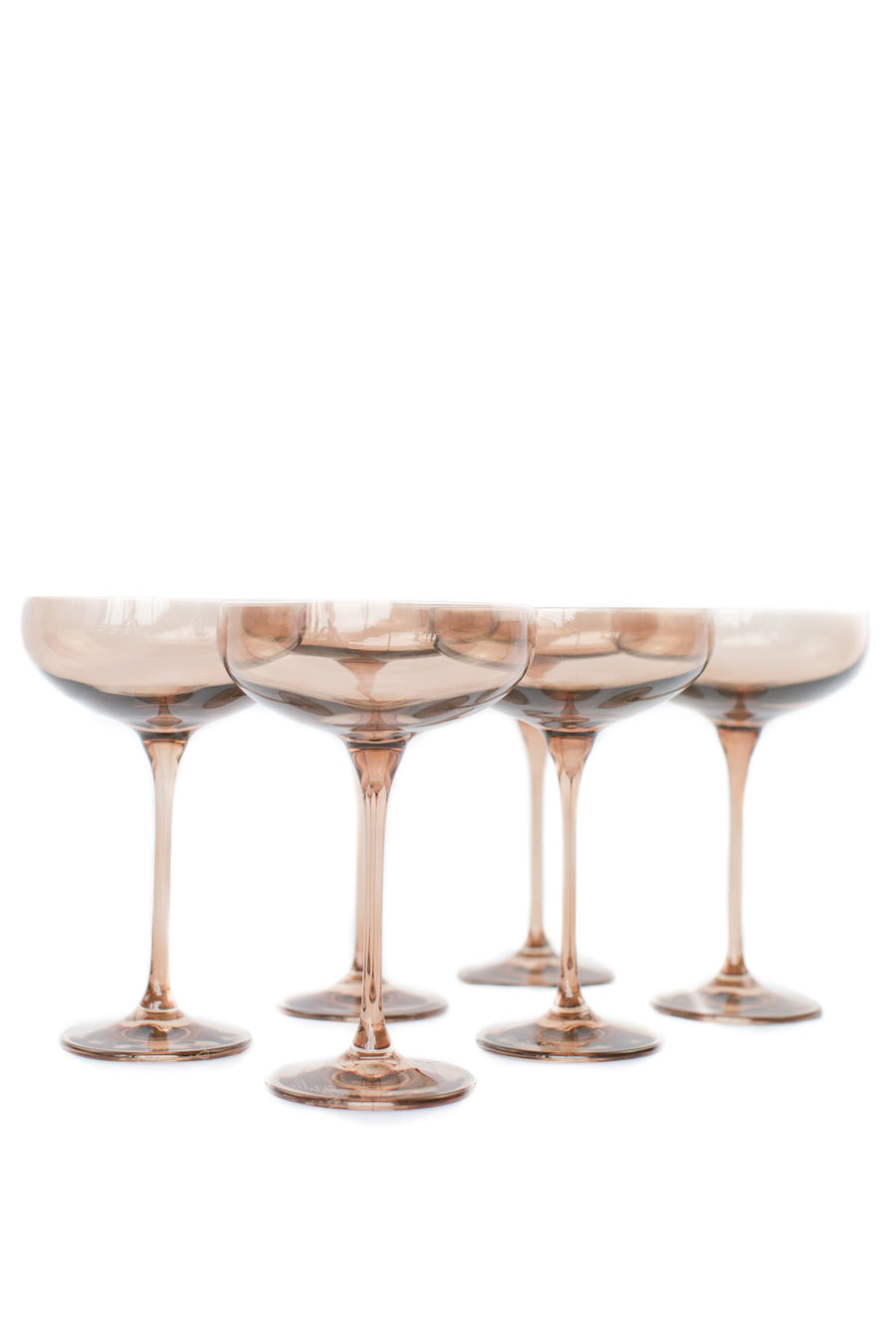 Colored Champagne Coupe Stemware - Set of 6 {Mocha Mousse (Our Amber Smoke)}