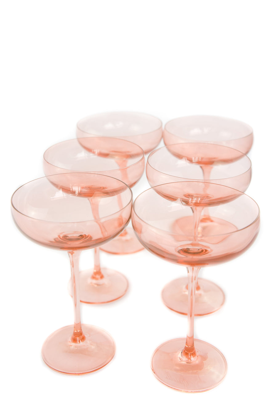 Colored Champagne Coupe Stemware - Set of 6 {Blush Pink}