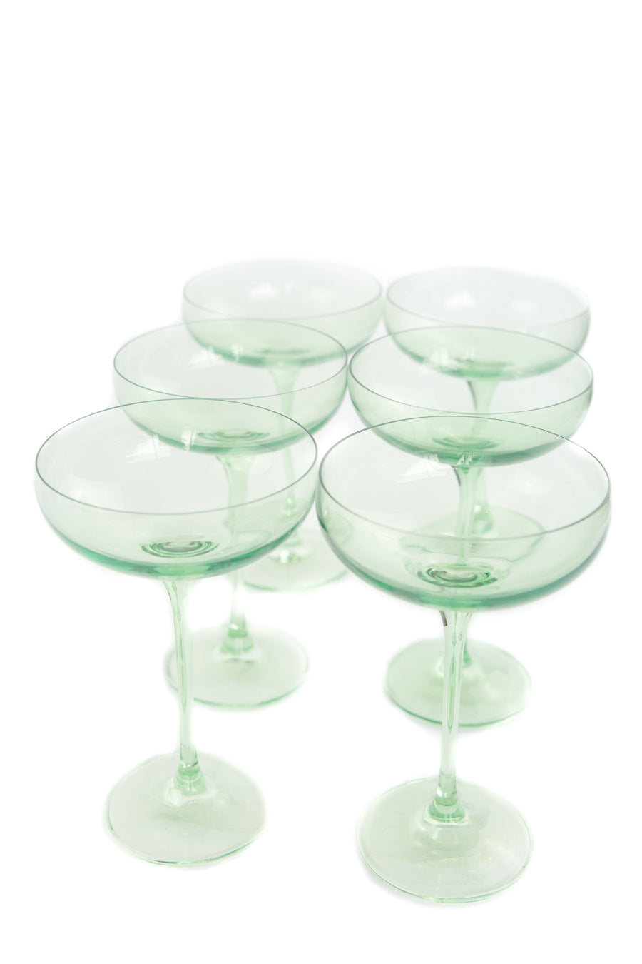 Colored Champagne Coupe Stemware - Set of 6 {Mint Green}