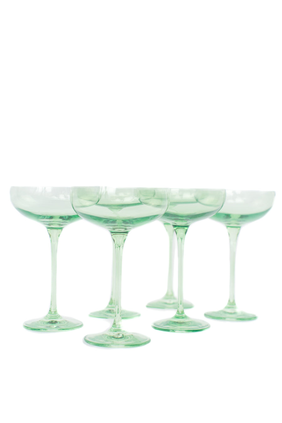 Colored Champagne Coupe Stemware - Set of 6 {Mint Green}