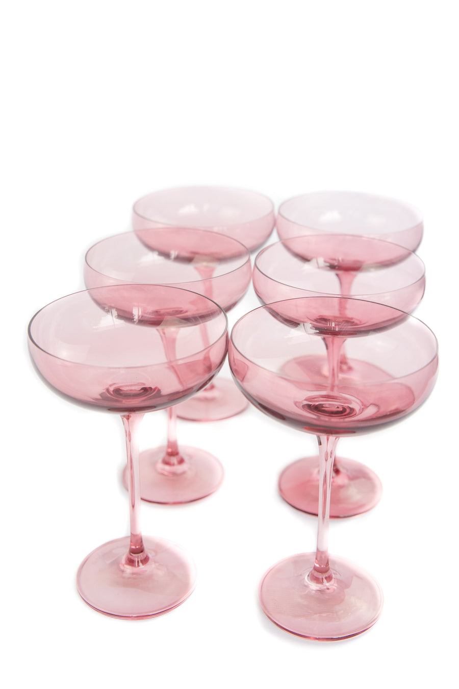 Colored Champagne Coupe Stemware - Set of 6 {Rose}