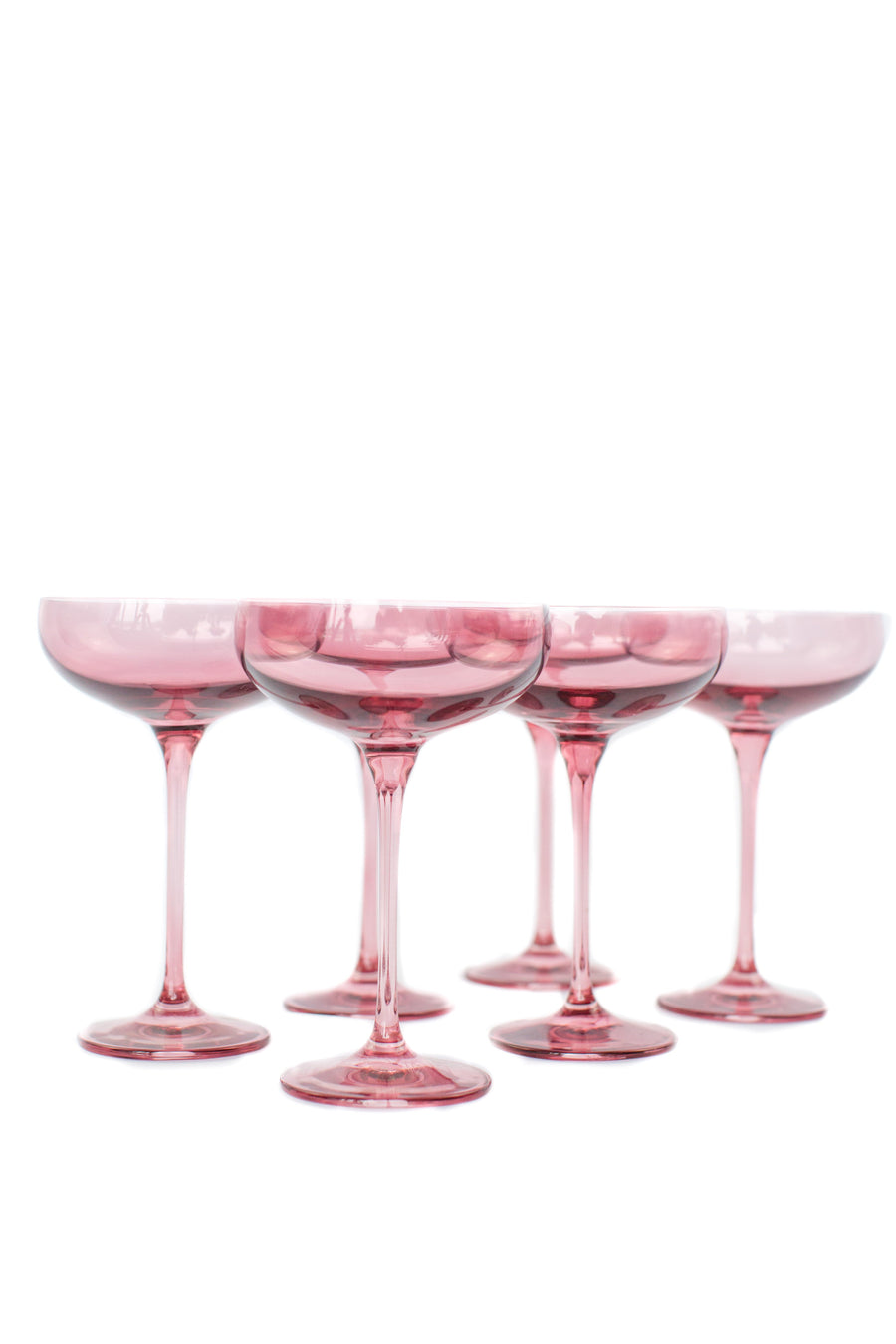 Colored Champagne Coupe Stemware - Set of 6 {Rose}