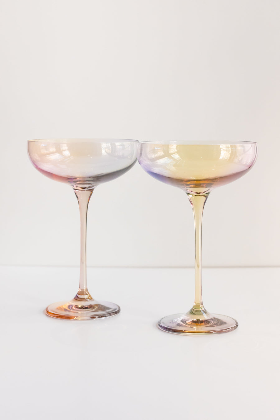 Colored Champagne Coupe Stemware - Set of 2 {Iridescent}