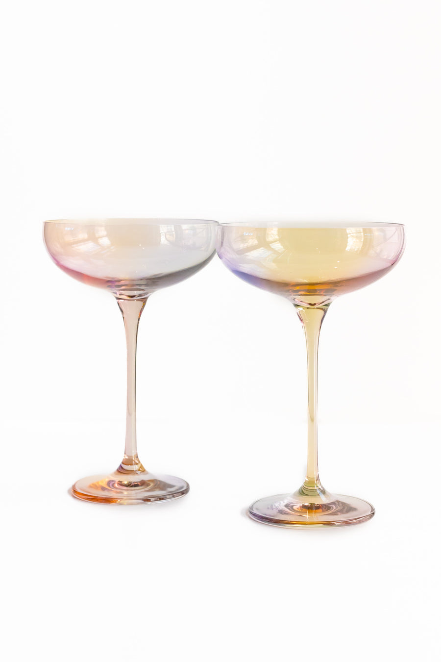 Colored Champagne Coupe Stemware - Set of 2 {Iridescent}