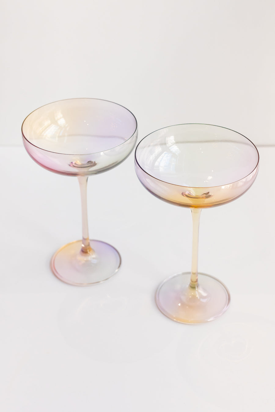 Colored Champagne Coupe Stemware - Set of 2 {Iridescent}