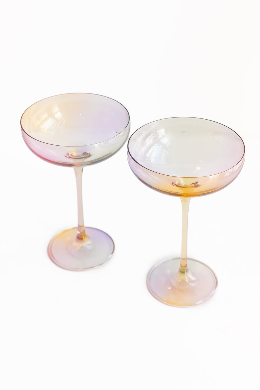 Colored Champagne Coupe Stemware - Set of 2 {Iridescent}