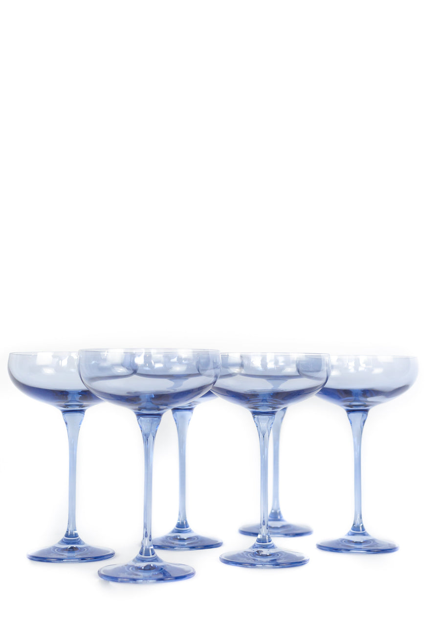Colored Champagne Coupe Stemware - Set of 6 {Cobalt Blue}