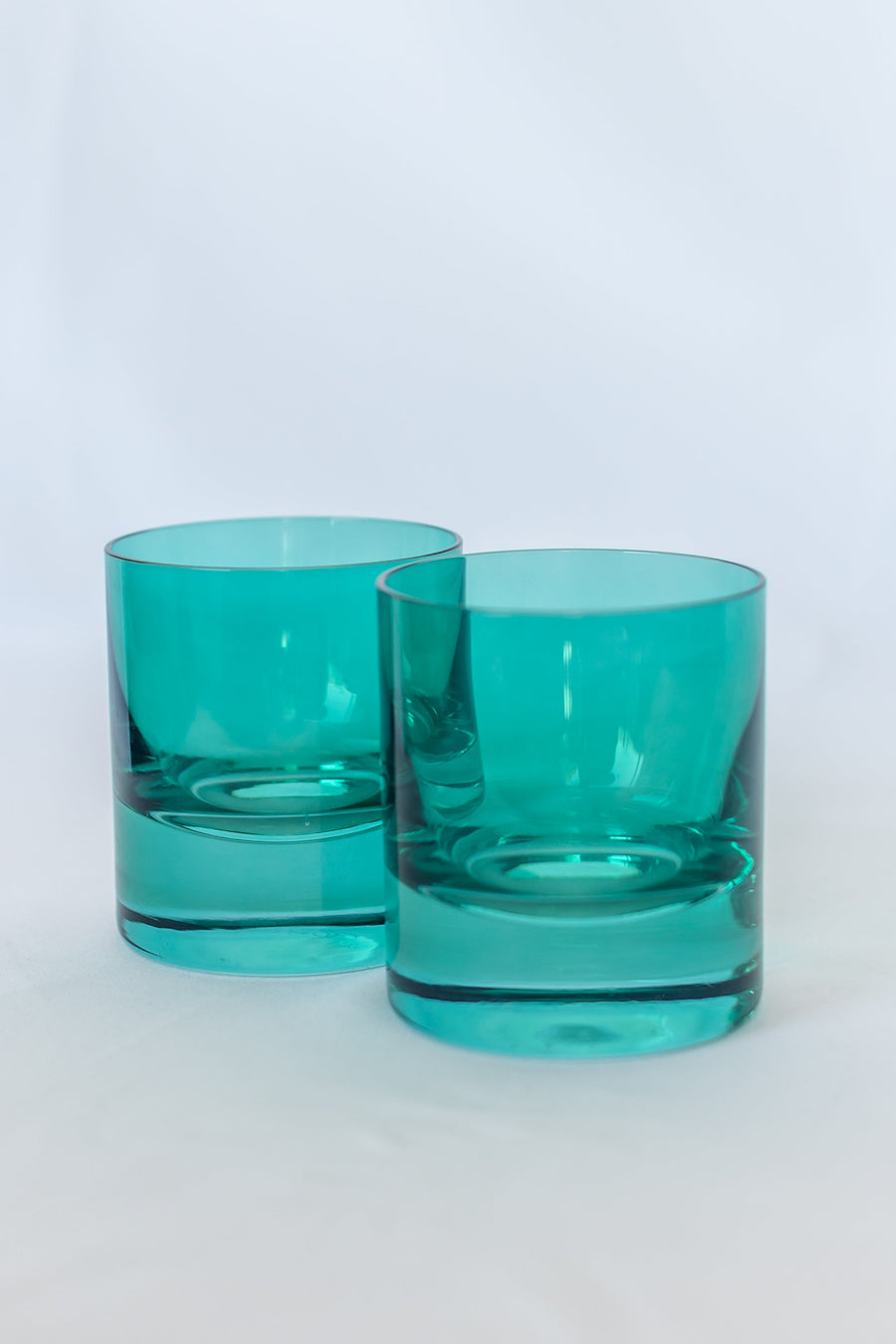 Colored Rocks Glass -  Set of 2 {Emerald Green}