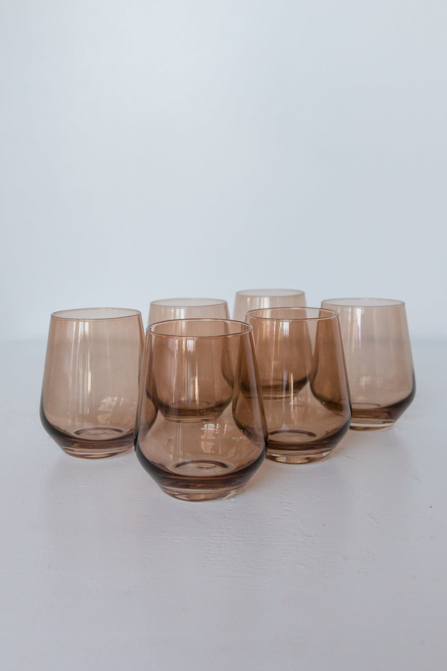 Colored Wine Stemless - Set of 6 {Mocha Mousse (Our Amber Smoke)}