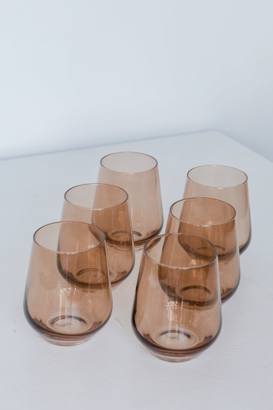 Colored Wine Stemless - Set of 6 {Mocha Mousse (Our Amber Smoke)}