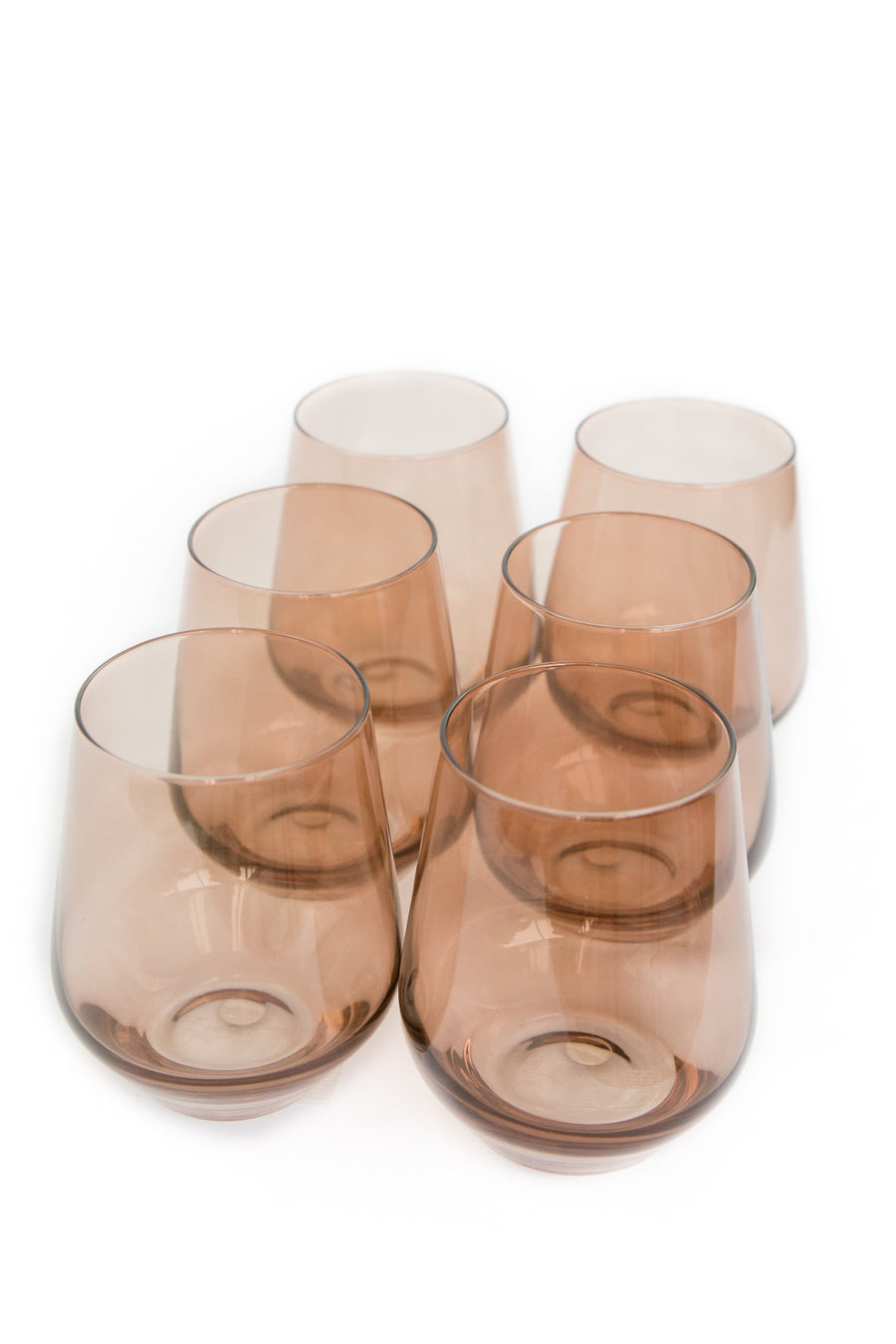 Colored Wine Stemless - Set of 6 {Mocha Mousse (Our Amber Smoke)}