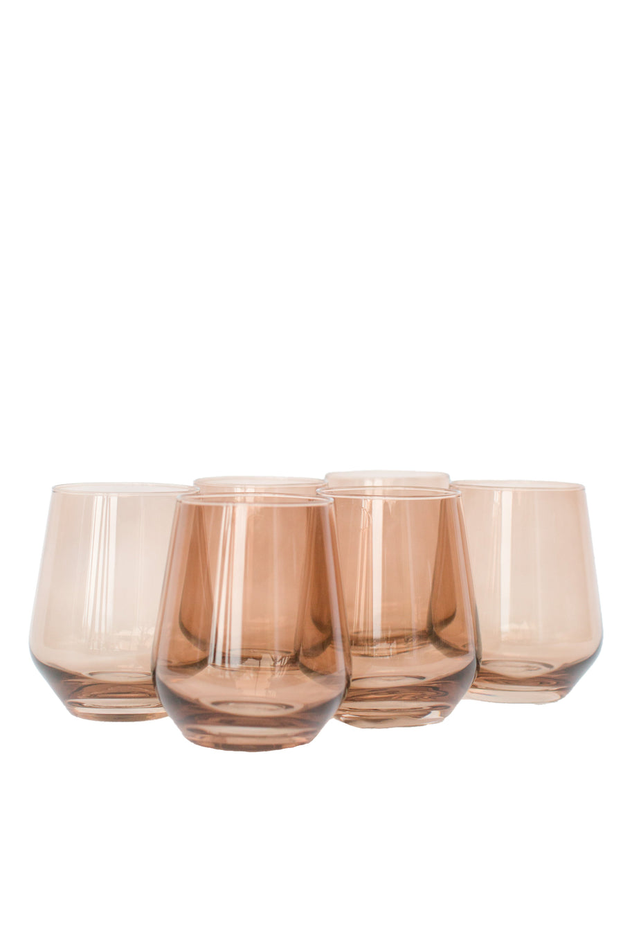 Colored Wine Stemless - Set of 6 {Mocha Mousse (Our Amber Smoke)}