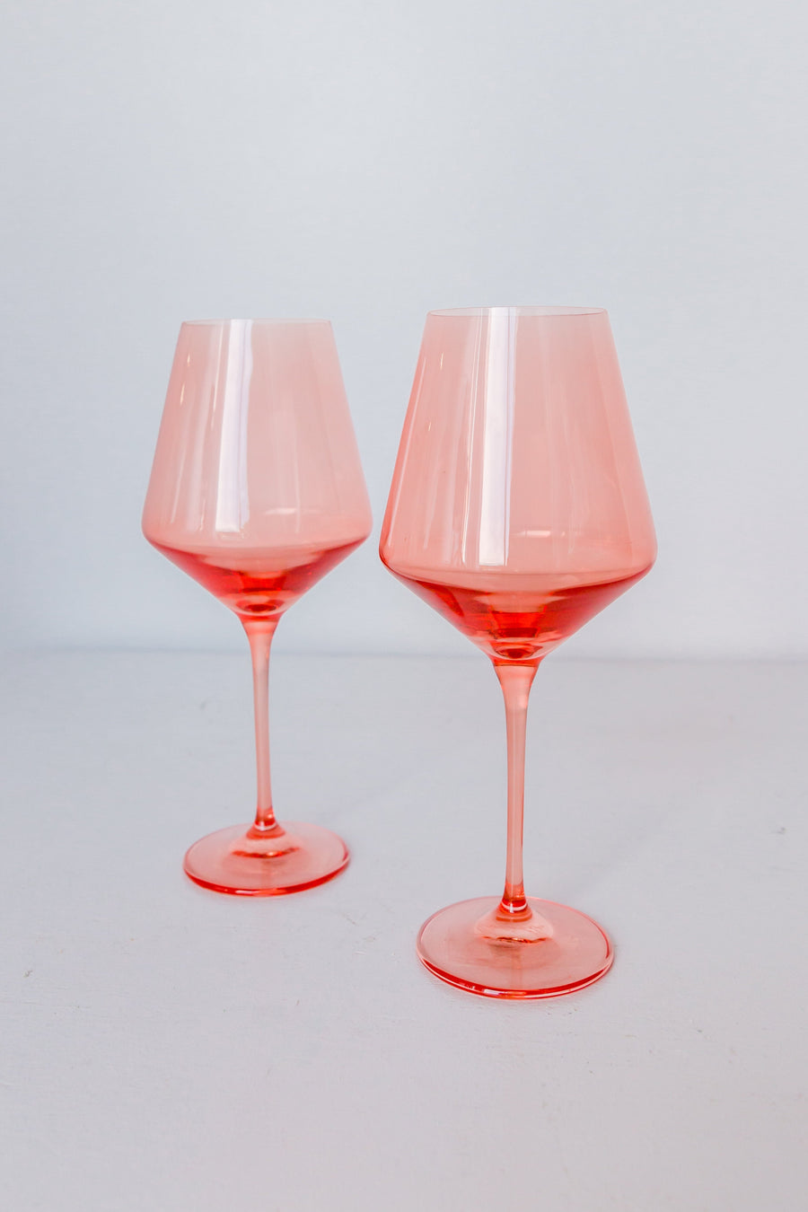 Colored Wine Stemware - Set of 2- Peach Fuzz {Our Coral Peach Pink}
