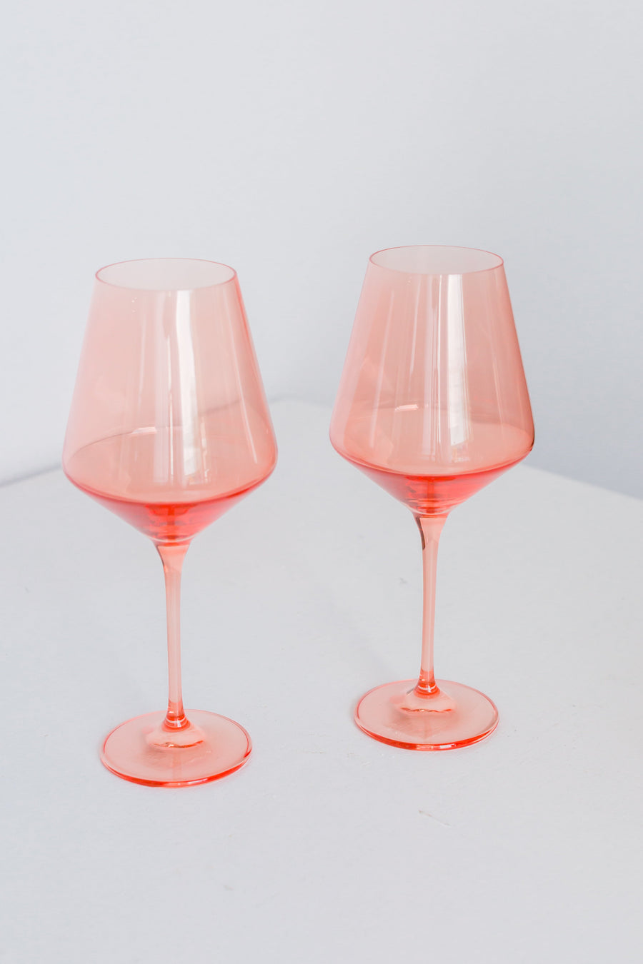 Colored Wine Stemware - Set of 2- Peach Fuzz {Our Coral Peach Pink}