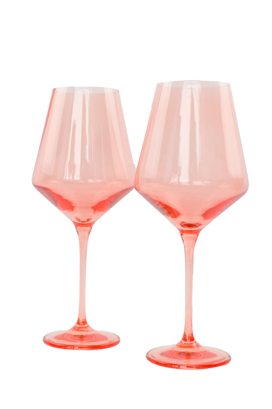 Colored Wine Stemware - Set of 2- Peach Fuzz {Our Coral Peach Pink}
