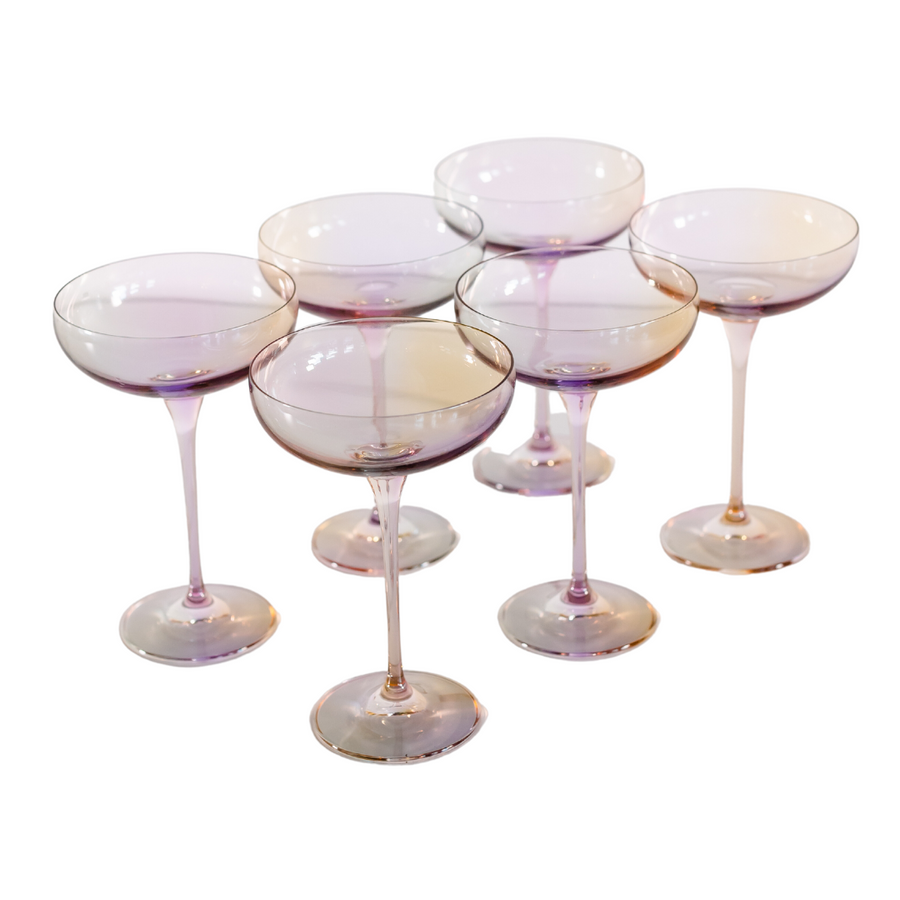 Colored Champagne Coupe Stemware - Set of 6 {Iridescent}