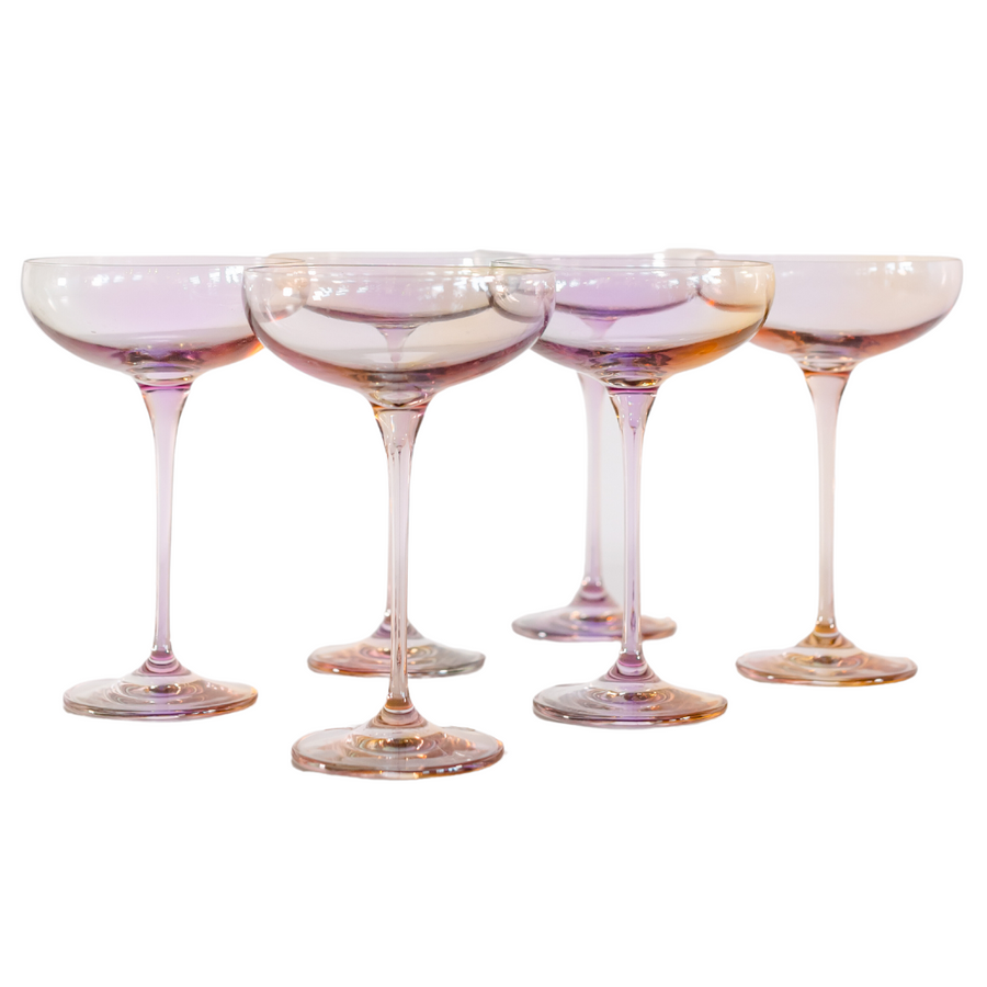 Colored Champagne Coupe Stemware - Set of 6 {Iridescent}